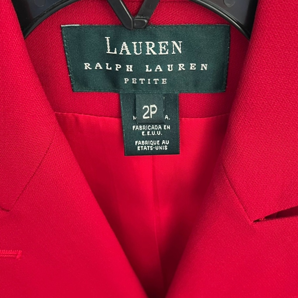 Ralph Lauren Double Breasted Blazer Gold Buttons Worsted Wool Semi Crop Made USA - Picture 10 of 13